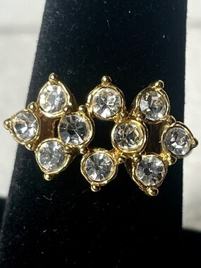 Gold-Tone Cluster Crystal Ring Size 7